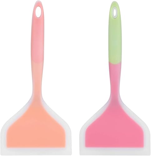 Espátula de huevo antiadherente de silicona de grado alimenticio, espátula ancha para tartas, carne, pizza, utensilios de cocina (mango verde)