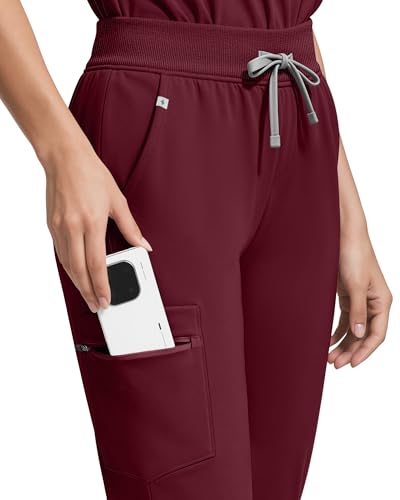 Image of Medical Scrubs for Women Pants, Soft Stretch & Breathable Joggers | Drawstring Womens Scrub Cargo Pants with 5 Utility Pockets, Bottoms Keep 12-Hour Shift Comfort for Healthcare Professionals