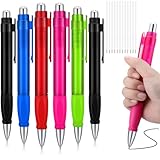Crtiin 6 Pcs Big Fat Pens Easy Grip Giant Sized Ink Jumbo Oversize Pens Bulk with Refills Extra Large Ballpoint Black Fat Ball Point Retractable for Warehouse School Office Writing(Multicolor)
