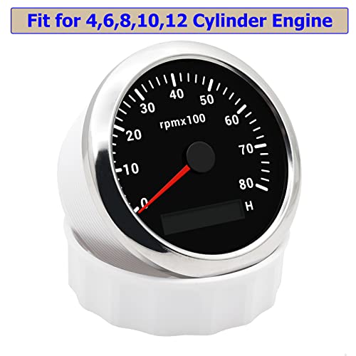 Kaolali Tachometer Rpm Gauge 0-8000Rpm Automotive Replacement Tacometro Meter For Car Auto Boat Truck With Hour Meter 85Mm 3-3/8" 9-32V 7 Color Backlight #TOP1