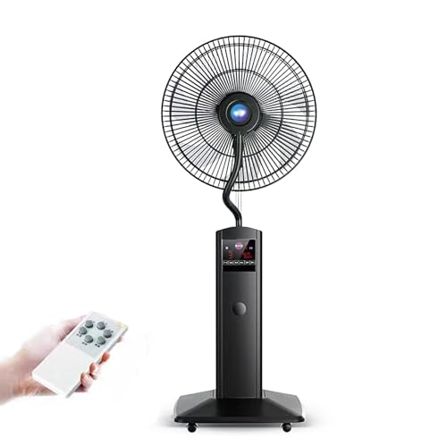 HJYryhyfddply Ventilador Silencioso de 3 Velocidades con Control Remoto, Ventilador Nebulizador de Pie para Hogar y Oficina (7 Hojas)(Black,53cm)