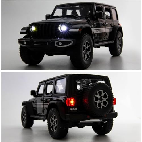 Image of 1:24 Scale Wrangler Rubicon Toy Car for Kids Collection Diecast Metal Model Car with Light Sound Pull Back Openable Door
