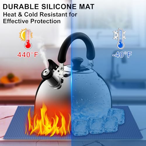 2 Pack 8.6"x8.6" Trivets for Hot Dishes, Hot Pads for Kitchen, Silicone Trivets for Hot Pots and Pans, Hot Plates to Protect Table, Heat Resistant Silicone Trivet Grey (Blue, 8.6"x8.6") by GIDGEE - Image 2