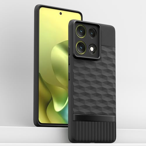 Image of Pikkme Back Cover for Motorola Moto G86 Power 5G Soft Grip 3D Hexa Cube Texture Silicone Bumper Case (Black)