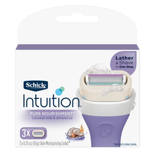 Intuition Pure Nourishment Razor Refill Cartridges for Women Smooth Shaving and Skin Conditioning with Coconut Milk and Almond Oil Moisturizing Formula for Daily Grooming 3 Cartridges