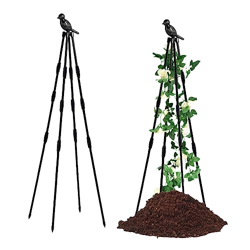 1PCS Garden Trellis for Climbing Plants Outdoor, 63" Rustproof PE Metal Tube with Plastic Coated Tower Tomato Cage,Plant Support Structures for Climbing Plants,Plant Tower for Climbing Vines,Flowers