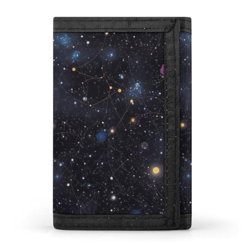 Constellation Star Clusters Galaxies Trifold Wallet for Men - Money Clip Slim Wallets with Multiple Card Slots Minimalist Small Front Pocket Wallet for Everyday Carry