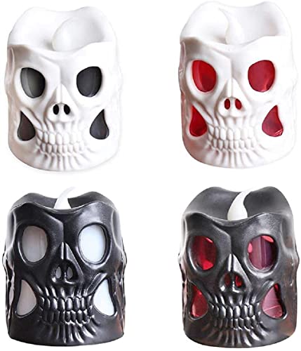 The Electric Mammoth Led Halloween Candles – Set Of 4 – Light Up Flameless Skull Design Lantern Decoration – Fun Decor For Work, School, Office Or Home #TOP1