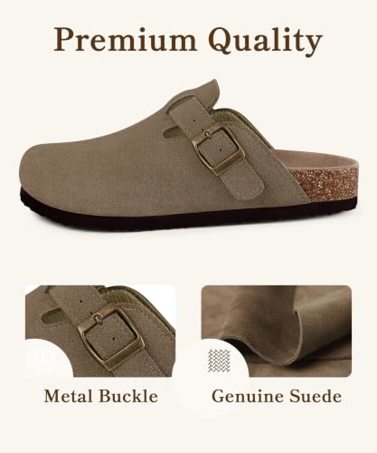 Image of ODOLY Genuine Suede Clogs for Women Men Comfort Cork Footbed Potato Shoes