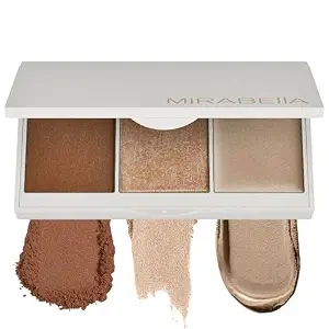 MIRABELLA Megastar Pro Face Trio Powder Contour Palette with Bronzer, Cream Highlighter & Contour Powder