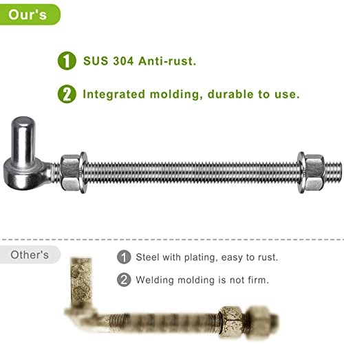 Insaga 304 Stainless Steel J-Bolts Gate Hinge, 10'' Durable J-Bolt Post Hinge, 5/8" Male Pin J-Bolt Hinge For Farm Gate, Gate Hinge Bolts For Metal Gates Through Post (Nuts Included, 2Pcs) #TOP2