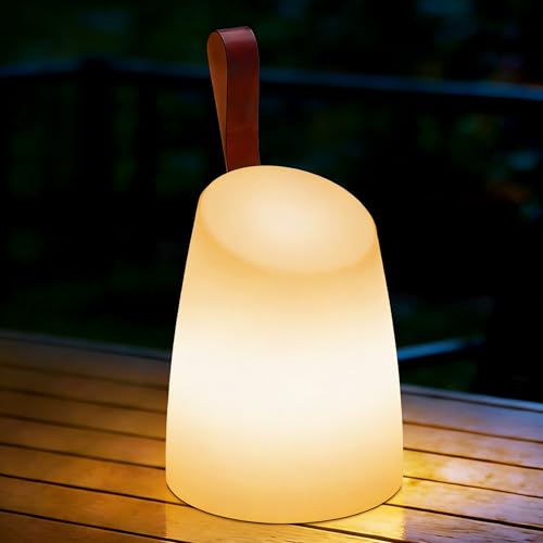 uuffoo Portable Table Lamp Dimmable Rechargeable LED Lantern Outdoor IP44 Waterproof Shower Lamp, 7 Color RGB+Warm White, Memory Function, 7H Timer Auto-Off for Patio Garden Camping