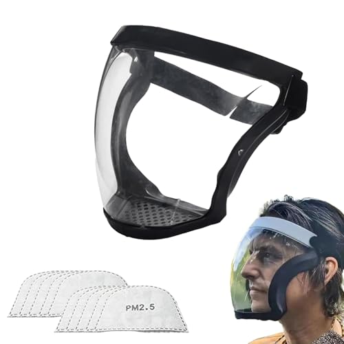 Bustlwor Protector Facial Transparente Reutilizable sin Empañamiento con Banda Ajustable, Escudo de la Cara, para moler y Cortar (Transparente)