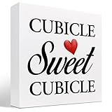 z-crange Cubicle Sweet Cubical Wood Box Sign Decor Desk Sign,Rustic Inspirational Wooden Box Block S