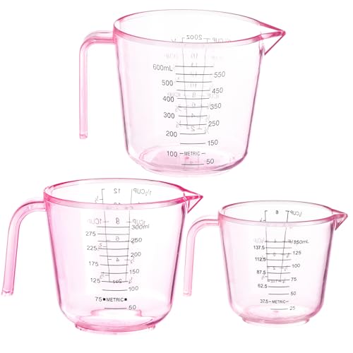 Cute Pink Plastic Measuring Cup for Home Kitchen Cooking and