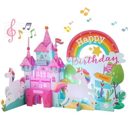 Aukuoy Unicorn Pop Up Birthday Cards