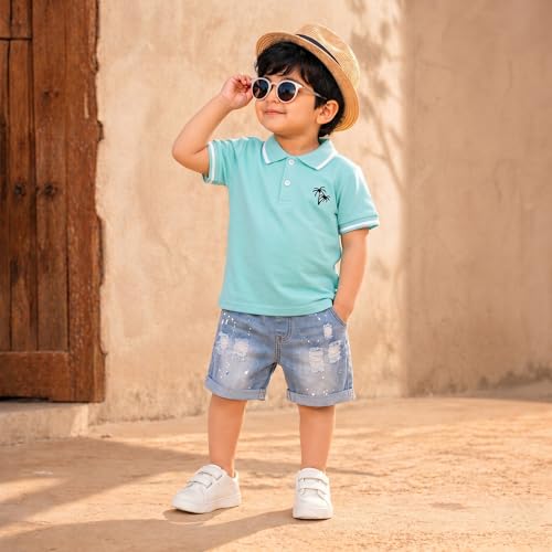 Image of Krishn Creations Kids Clothes for Boys | Cotton Printed Half Sleeve T-shirt and Shorts Baby Boy Dress | Casual Wear Kids Clothes