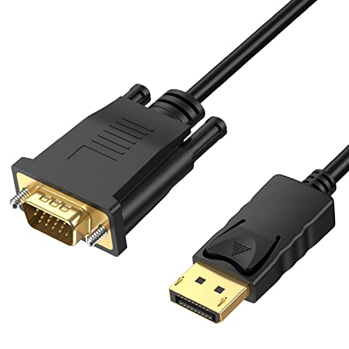 Displayport To Vga Cable 6 Feet, Display Port Dp To Vga Adapter Cord Male To Male Hd Video 1080P For Computer, Monitor, Tv, Projector #TOP20