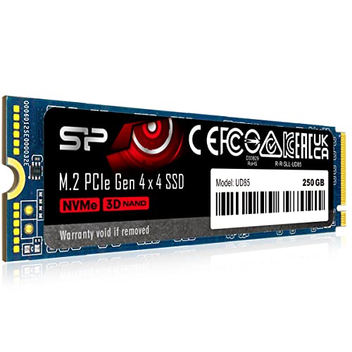 Image of Silicon Power UD85 250GB NVMe PCIe 4.0 M.2 SSD, Up to 3600MB /s, 3D NAND M.2 2280 PCIe Gen4x4 Internal Solid State Drive for Desktop Laptop PC Computer