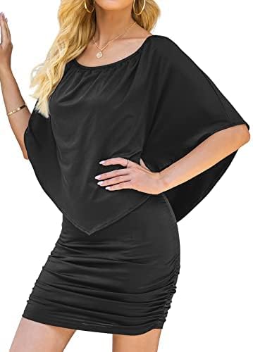Yincro Women Off The Shoulder Ruffle Bodycon Club Party Mini Dress