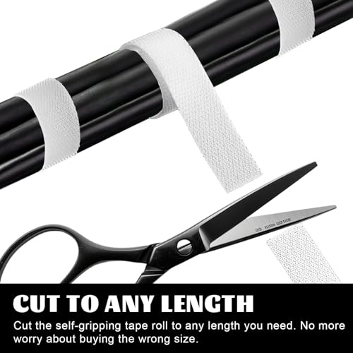 Image of Gjinxi 1 /2in x 16ft Hook and Loop Straps, Reusable Self-Gripping Strips for Home Office Data Center, Multi-Purpose Hook and Loop Roll Self Adhesive Tape for Quick Wrap Cable Straps