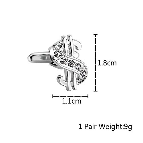 Mancuernillas KnSam Signo Dólar Plata Acero Hombre miniatura 2
