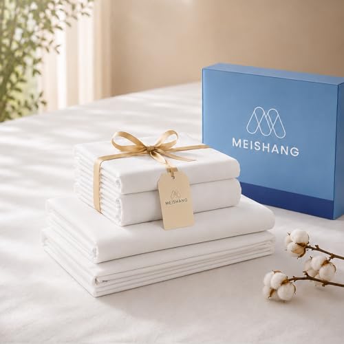 Image of MEISHANG 1000TC Egyptian Cotton Sheets King, 16 inch Deep Pocket | 1000TC Egyptian Cotton Sheets, Sateen Weave, Ultra Soft & Breathable, OEKO-TEX Certified