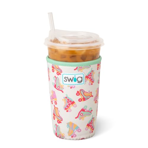 Swig Life Medium Iced Coffee Cup Coolie with Handle, Roller Rink