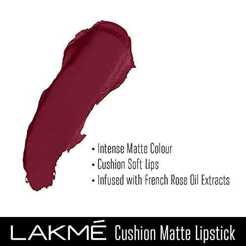 Image of Lakme Forever Matte Lipstick, Waterproof, Non Drying, Creamy Matte Bullet Lipstick Made With French Rose Oil Extracts, Red Crimson, 4.5g (Pack of 2)