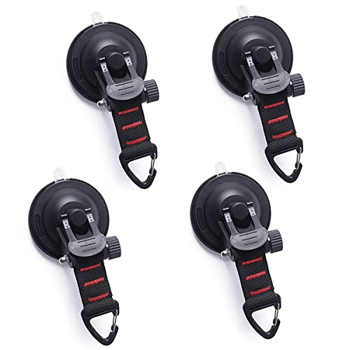 Techson Anclaje de ventosas (paquete de 4), gancho de seguridad multiusos para montaje en coche al aire libre, caravana, camping, tiendas de campaña de equipaje, lonas accesorios Cover