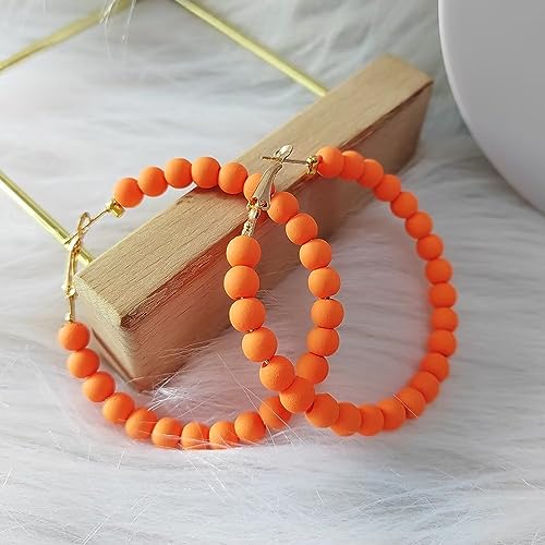 Colorful Boho Circle Round Beaded Hoop Earrings Vintage Minimalist Chic Dangle Earrings for Women Statement Jewelry4