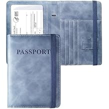 Passport Holder Passport Case Travel Wallet with Vaccination Card Holder Passport Cover with RFID Blocking Clear Pocket For Photo
