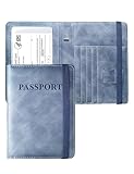 Passport Holder Passport Case Travel Wallet with Vaccination Card Holder Passport Cover with RFID Blocking Clear Pocket For Photo