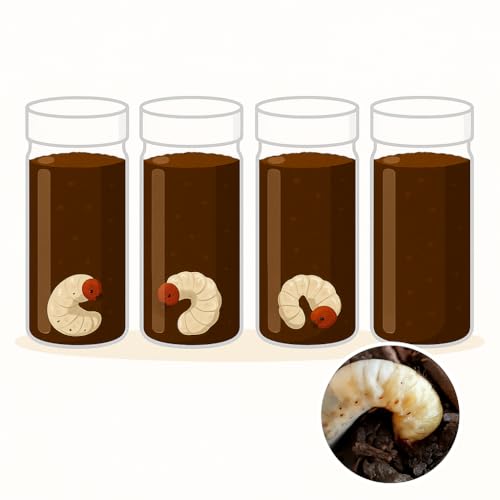 国産カブトムシ幼虫観察飼育キット, 埼玉県産, 幼虫3匹, 観察ボトル4本セット, マット付き, トーチウッド笹谷, 自由研究・親子観察用のサムネイル