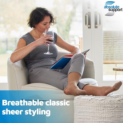 made in usa - sheer compression pantyhose for women 20-30mmhg - graduated support compression tights for varicose veins circulation edema pain relief - beige medium - a207be2