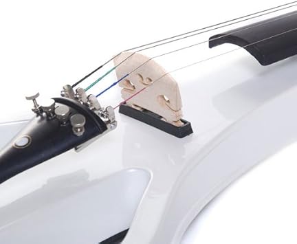 Cecilio 4/4 Size Electric Silent Violin, Hand-Carved Solid Wood, Electric Violin with Ebony Fittings, Ideal for Practice, Stage & Studio Use, Pearl White