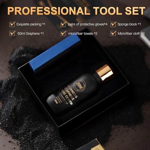 20H Advanced Graphene Ceramic Coating for Cars, Motorcycles & Boats - Self-Cleaning Effect, Ultra-High Gloss, Long-Term Protection (60mL) - Car Detailing Kit