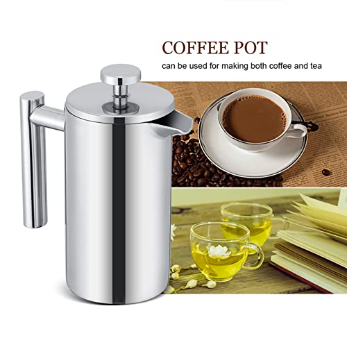 FLEXMAN Coffee Tea Maker, 350ML Double Stainless Steel Wall Structure Press Coffee Pot Press Tea Pot with Accuracy Filter for Home Office Coffee House