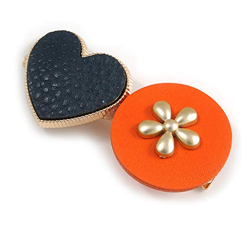 Pinza para el pelo de corazón dorado y flor para un regalo especial