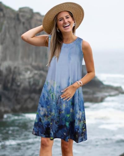 Image of JOLIGAL Womens Summer Dresses Casual Sleeveless Tshirt Sundress Beach Cover Up with Pockets Loose Tank Dress 2026