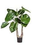 artplants.de Alocasia Calidora Artificiel, 13 Feuilles, Vert, 100cm - Fausse Plante - Plante d'intérieur Artificielle