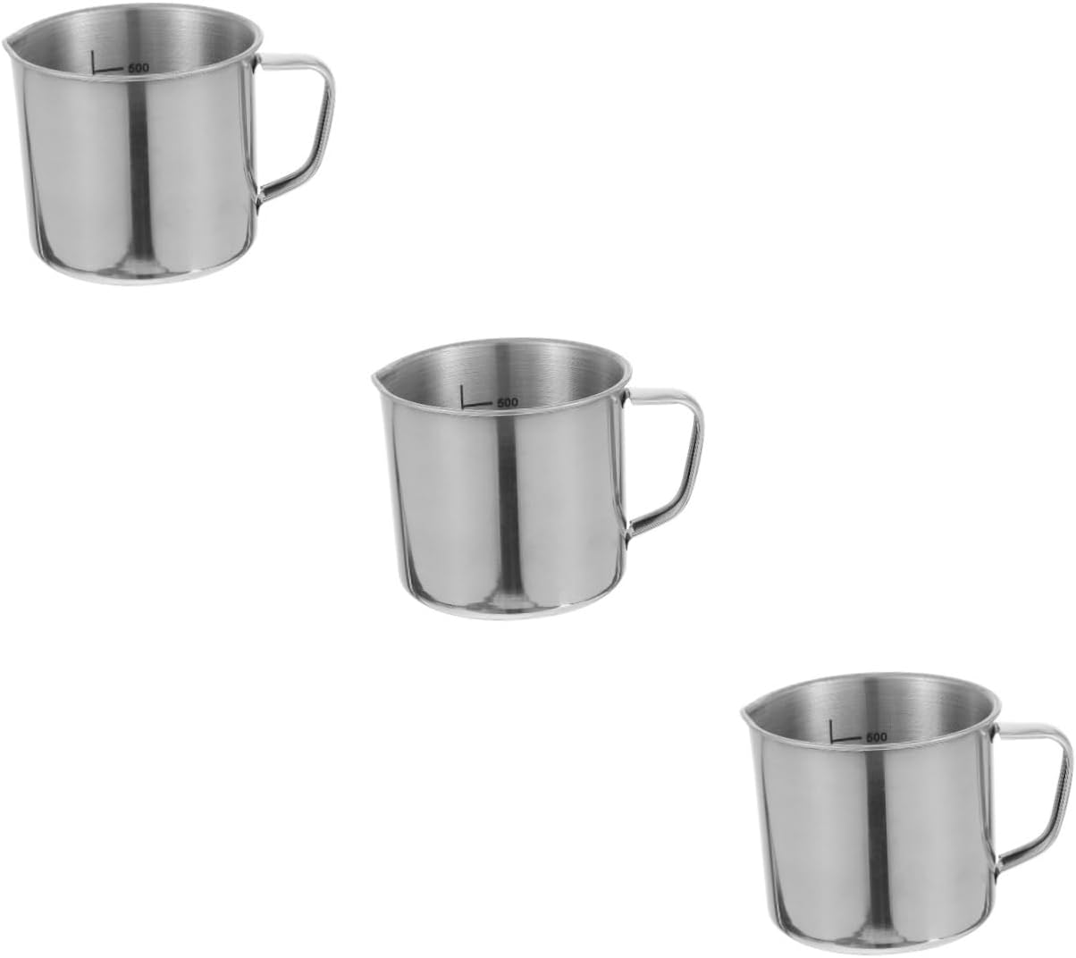 3pcs Laboratory Graduated Stainless Steel Measuring Cup Beaker for Chemistry Home and Restaurant Use Easy to Clean for Precise Liquid Measurements