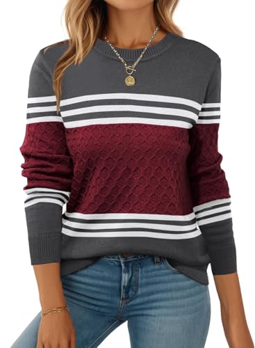 Zeagoo Womens Sweaters Long Sleeve Tops Crew Neck Knit Pullover Sweaters Fall Fashion 2025 Dressy Casual Basic Clothes