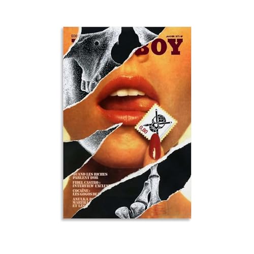 WeiTol Play Poster Boy Lips Vintage Poster Decorative Canvas Wall Art 12x18inch (30x45cm) - Bedroom, Living Room