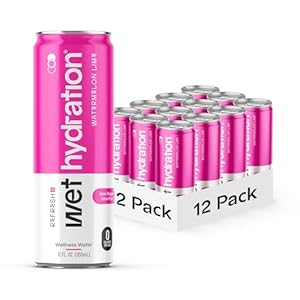 Wet Hydration Functional Hydration Beverage, Electrolyte Drink, Gluten Free and Sugar Free Electrolytes Including Magnesium and Potassium, Flavored Water Drinks, Watermelon Lemon Lime, 12 Pack