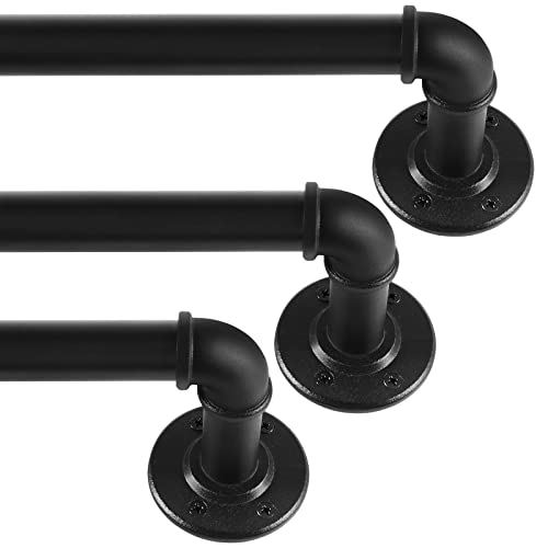 ANCLLO Gardinenstangenhalterungen 3er Set - Vintage Stil Schwarz