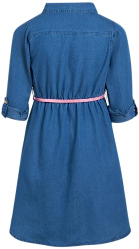 dELiA*s Girls' Denim Dress - Classic Collared Denim Dress with Belt - Knee-Length Long Sleeve Dresses for Girls (Sizes: 7-16)4