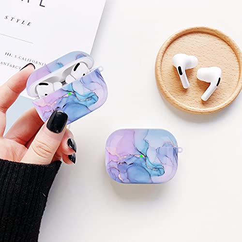 Oleband Airpod Pro Case Cover With Keychain And Cute Skin,Compatible With Ipod Pro 2019/2021 1St Generation Hard Protective Cover,For Women And Girls,Watercolor Marble #TOP4