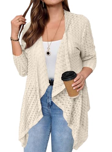 Image of Eytino Plus Size Cardigan for Women Lightweight Half Sleeve Summer Loose Kimono Cardigan Beach Cover Ups(1X-5X)