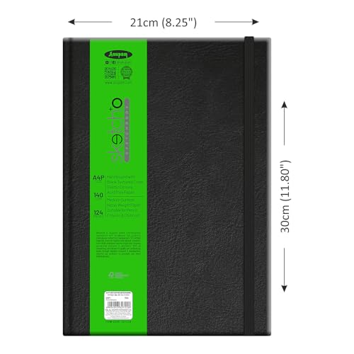 Image of Anupam SketchO Sketchbook Hardbound | Portrait Opening | A4 Size | 140 GSM, 128 Pages | Acid Free Natural Shade Paper with Elastic Closure for Artists & Professionals (Pack of 2)